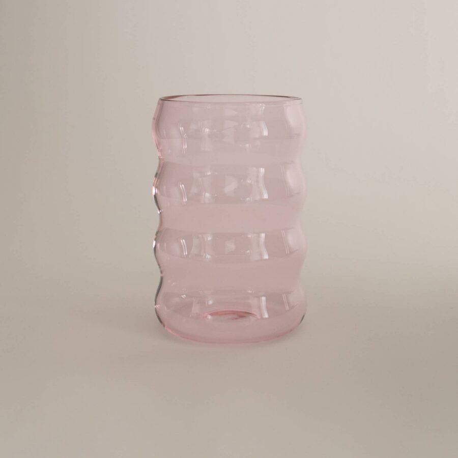 Pink Ripple Borosilicate Drinking Tumbler 12 oz