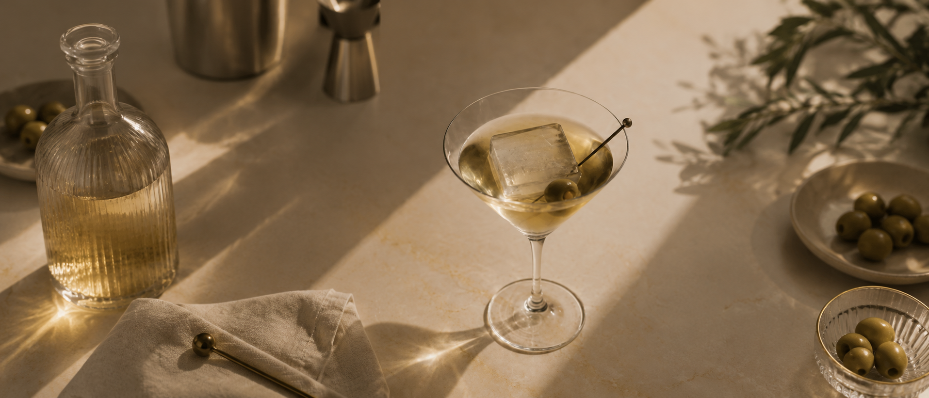 Cocktail glasses styled for relaxed entertaining