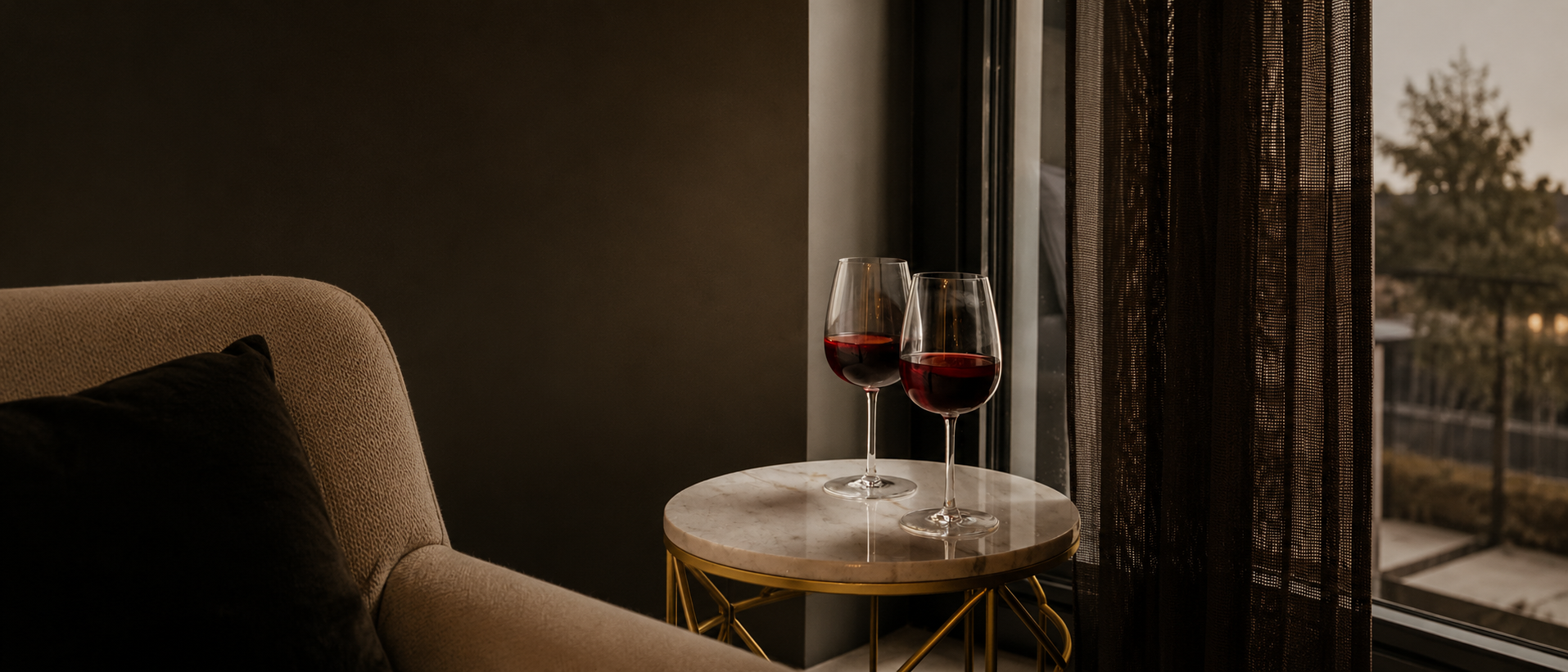 Glassware arranged for an elegant everyday table