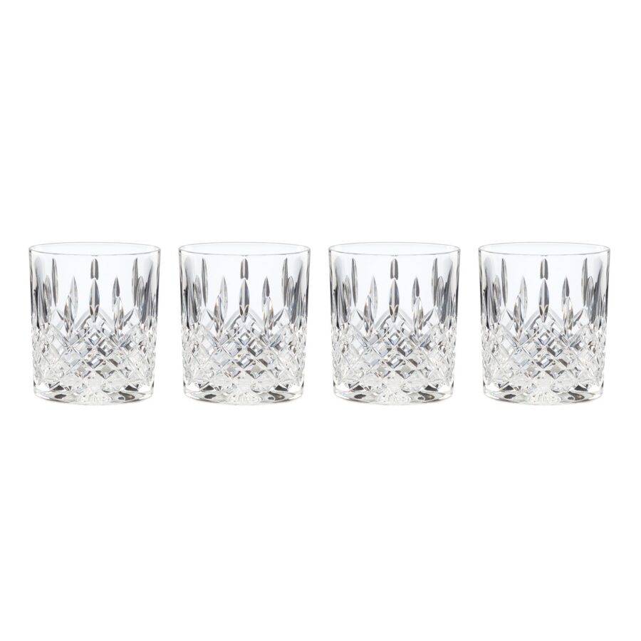European Crystal Diamond-Cut Double Old Fashioned Glasses, Set of 4