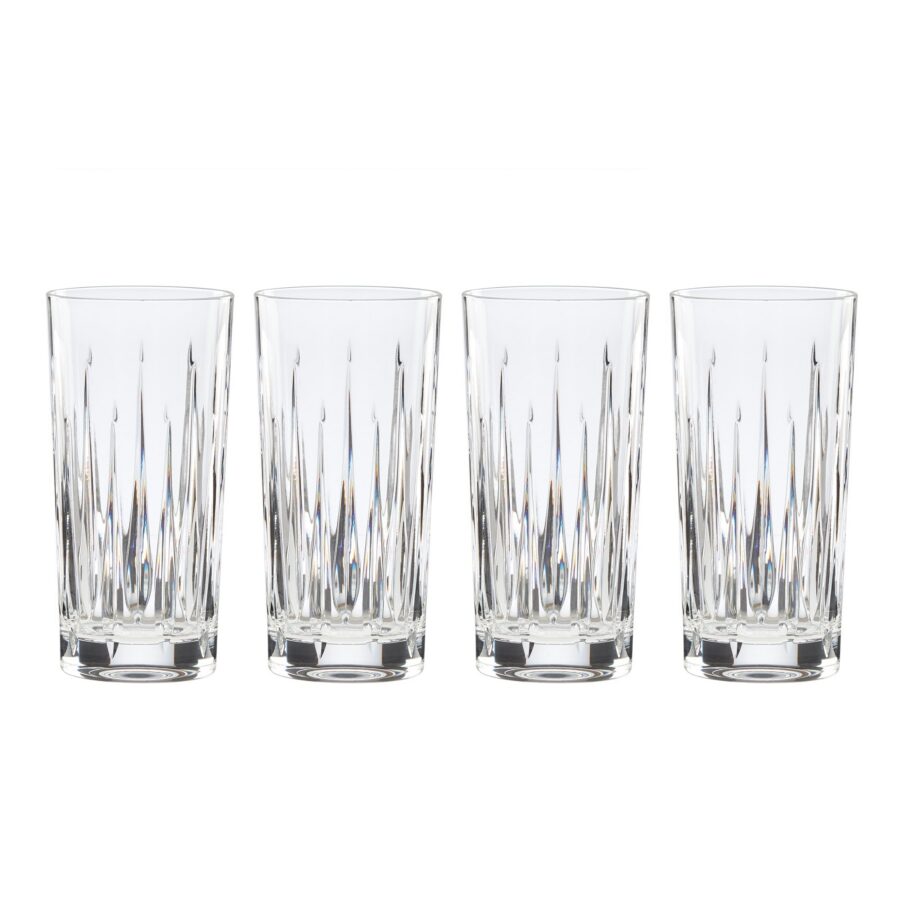 Radiating Cut Crystal Highball Glasses, Set of 4