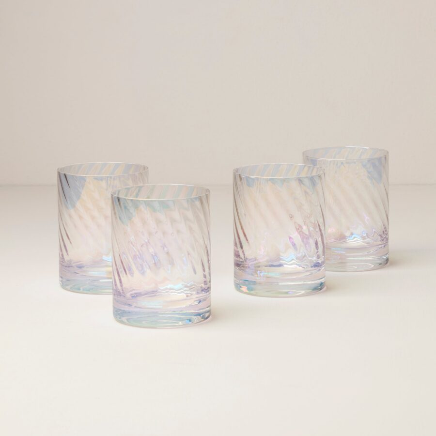 Iridescent Double Old Fashioned Glasses, Set of 4