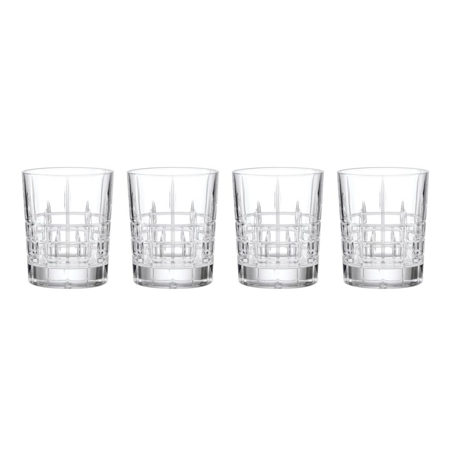 Crisscross Cut Double Old Fashioned Glasses, Set of 4