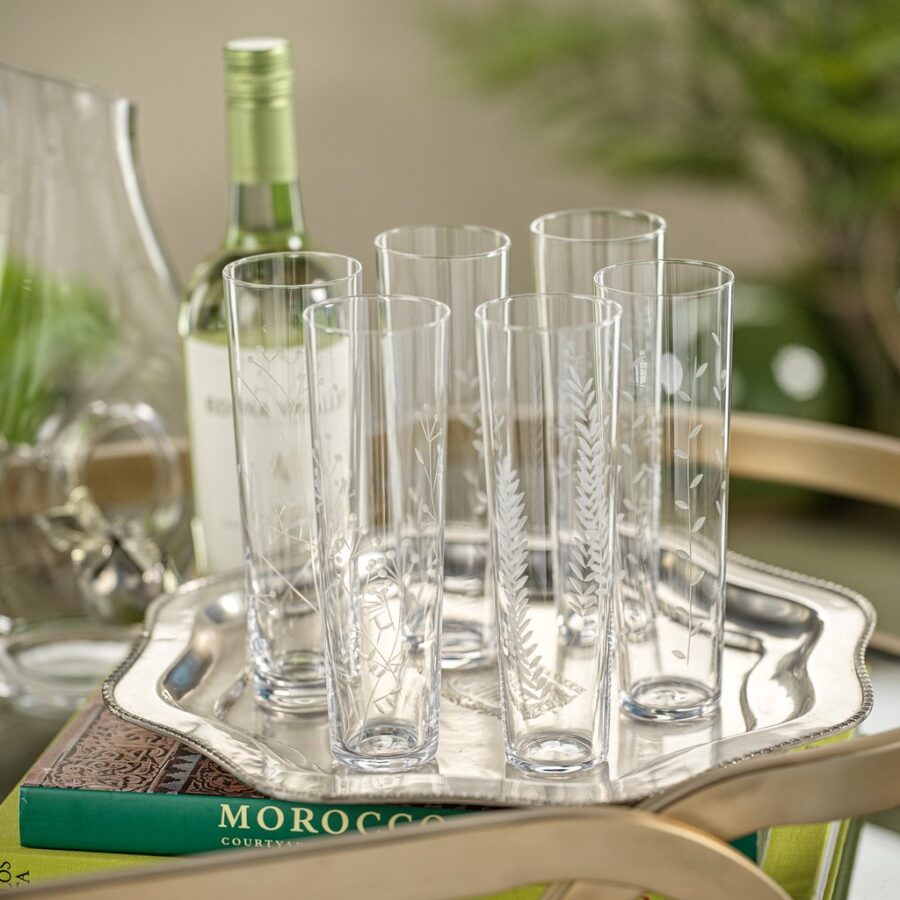 Assorted Etched Champagne Flute Set of 6