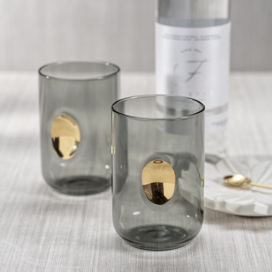 Smoke Gold Accent Glass Tumblers Set of 4